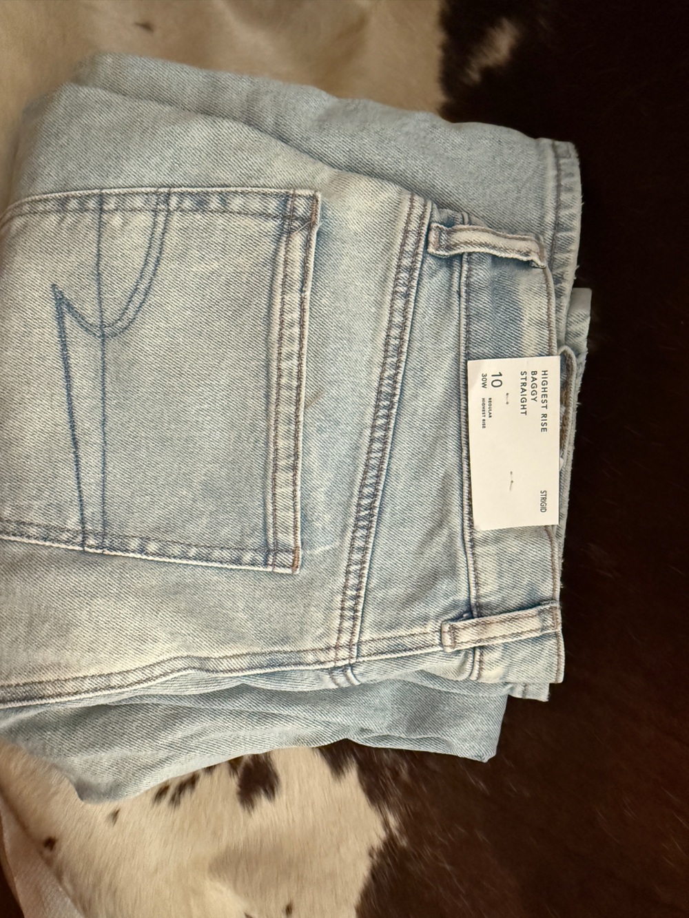 Highest Rise Baggy Straight Light Wash Jeans - Size 10 American Eagle